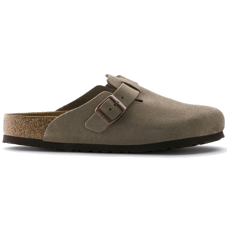 Birkenstock Boston SFB Suede Leather Clog | Taupe | Reg Width (0560771) - Image 4